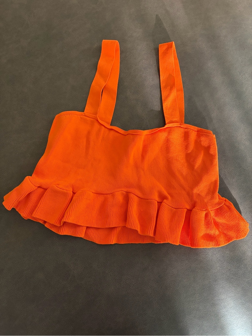 Zara Orange Ruffle Crop Top Women’s M Sleeveless Y2K Summer Tank